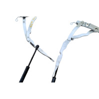 2003-2008 BMW Z4 Trunk Hinge w/Support Set Left/Right Set White 41-62-7-202-567, F027, OEM, 2003, 2004, 2005, 2006, 2007, 2008