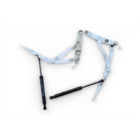 2003-2008 BMW Z4 Trunk Hinge w/Support Set Left/Right Set White 41-62-7-202-567, F027, OEM, 2003, 2004, 2005, 2006, 2007, 2008