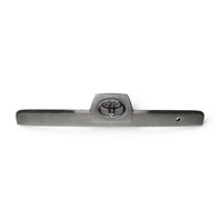 2003-2009 Toyota 4Runner Liftgate Lower Trim Panel Garnish w/Emblem Silver Metallic, 76801-35380-B0, F029, OEM, 2003, 2004, 2005, 2006, 2007, 2008, 2009