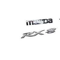 2004-2011 Mazda RX-8 Rear Trunk Lift-gate Deck Lid Emblem "Mazda""RX-8" Set(3), F151-51-721A, F036, OEM, 2004, 2005, 2006, 2007, 2008, 2009, 2010, 2011