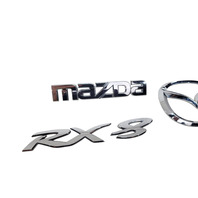 2004-2011 Mazda RX-8 Rear Trunk Lift-gate Deck Lid Emblem "Mazda""RX-8" Set(3), F151-51-721A, F036, OEM, 2004, 2005, 2006, 2007, 2008, 2009, 2010, 2011