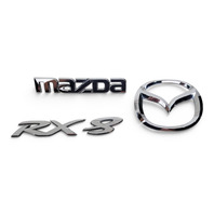 2004-2011 Mazda RX-8 Rear Trunk Lift-gate Deck Lid Emblem "Mazda""RX-8" Set(3), F151-51-721A, F036, OEM, 2004, 2005, 2006, 2007, 2008, 2009, 2010, 2011