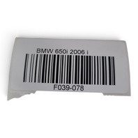 2006-2007 BMW 650i White Turn Signal Marker Lamp Right/Passenger, 63-13-7-165-808, F039, OEM, 2006, 2007