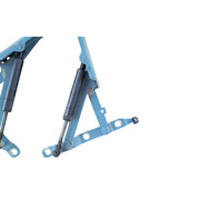 1996-2002 BMW Z3 Trunk Hinge w/Support Set Left/Right Set Blue, 41-62-8-413-371, 41-62-8-413-372 F040, OEM, 1996, 1997, 1998, 1999, 2000, 2001, 2002