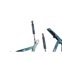 1996-2002 BMW Z3 Trunk Hinge w/Support Set Left/Right Set Blue, 41-62-8-413-371, 41-62-8-413-372 F044, OEM, 1996, 1997, 1998, 1999, 2000, 2001, 2002