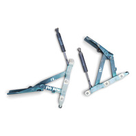 1996-2002 BMW Z3 Trunk Hinge w/Support Set Left/Right Set Blue, 41-62-8-413-371, 41-62-8-413-372 F044, OEM, 1996, 1997, 1998, 1999, 2000, 2001, 2002