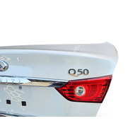 2014-2018 Infiniti Q50 Trunk Deck Lid Tail Gate White, H430M-4HBMA, F057, OEM, 2014, 2015, 2015, 2016, 2017, 2018
