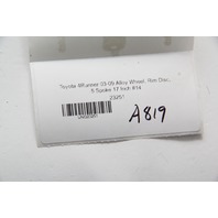 Toyota 4Runner 03-09 Alloy Wheel, Rim Disc, 5 Spoke 17 Inch #14, A819, OEM, 2003, 2004, 2005, 2006, 2007, 2008, 2009