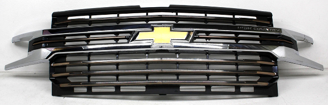 Blemished Upper, Main Grille. Chrome main bars with high gloss black mesh and black chrome inserts, w/OUT 360 mono vision (w/OUT front camera). May have other minor imperfections. Please match part numbers before purchasing.** ### Photos ![