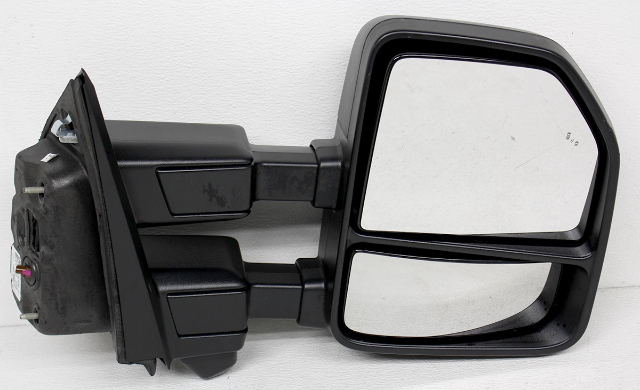 Blemished Dual arm, dual glass extendable tow mirror. Manual Telescoping type, with textured black cover. Power (13 pin), with Signal, Spot Lamp, Camera, Ambient Temp sensor, and Blind Spot Alert May have other minor imperfections. The color of the part can look different, on different monitors. Please match part numbers and double check the color before purchasing.** ### Photos ![