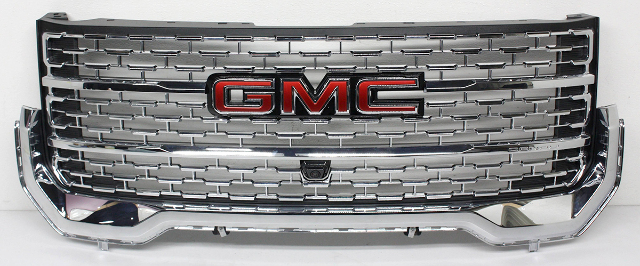 Blemished Both chrome guide clips on the bottom of the grille are missing. One side tab is missing. Camera is included. FITMENT NOTES: Upper Grille with chrome surround. ONLY for Denali models with Surround View option (Code: UV2). NOTE: Camera or sensors NOT included unless shown or otherwise specified. May have other minor imperfections. The color of the part can look different, on different monitors. Multiple similar items in stock; item received may not be exactly as pictured but will be as described. Please match part numbers and double check the color before purchasing.** ### Photos ![