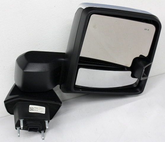 Blemished Extended width towing mirror. Black textured with Chrome cap. Power, Signal, Power Folding with Puddle (approach) lamp (Code DQS), with Camera. ONLY for Extended and Crew Cab models. May have other minor imperfections. Please match part numbers before purchasing.** ### Photos ![