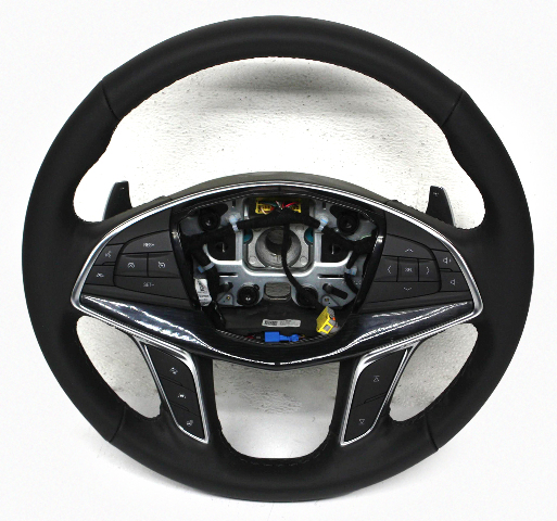 Blemished Black wood trim plastic trim, with paddle shift, heat, crash, lane assist, phone, and audio controls. FITMENT NOTES: Steering wheel base with bezel and switches, Black leather type with Heated option and Lane Keep Assist options. Comes as shown. WARNING: For proper functionality, system may require dealer level programming after installation. May have other minor imperfections. It may have marks from storage and handling but overall in excellent working condition. The color of the part can look different, on different monitors. Please match part numbers and double check the color before purchasing.** ### Photos ![