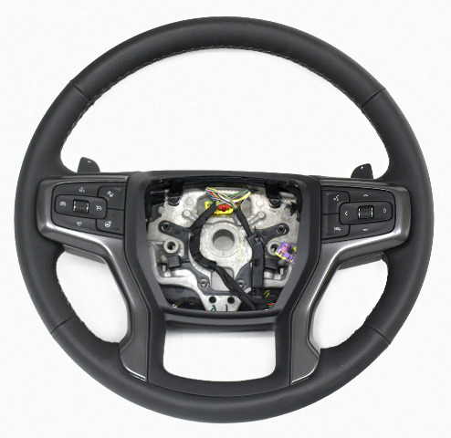 Blemished FITMENT NOTES: Steering wheel with media and control switches, Black leather type with Heated and Paddle Shifters options. ONLY for models with Crash Warning system option. May have other minor imperfections. It may have marks from storage and handling but overall in excellent working condition. The color of the part can look different, on different monitors. Please match part numbers and double check the color before purchasing.** ### Photos ![