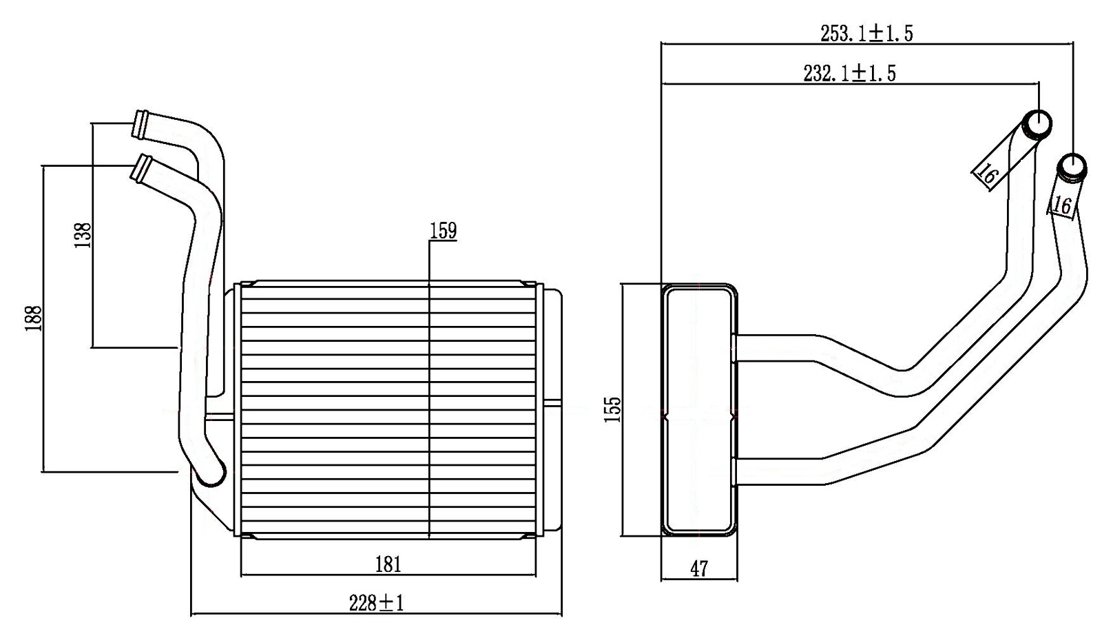Front Heater Core  Direct Fit