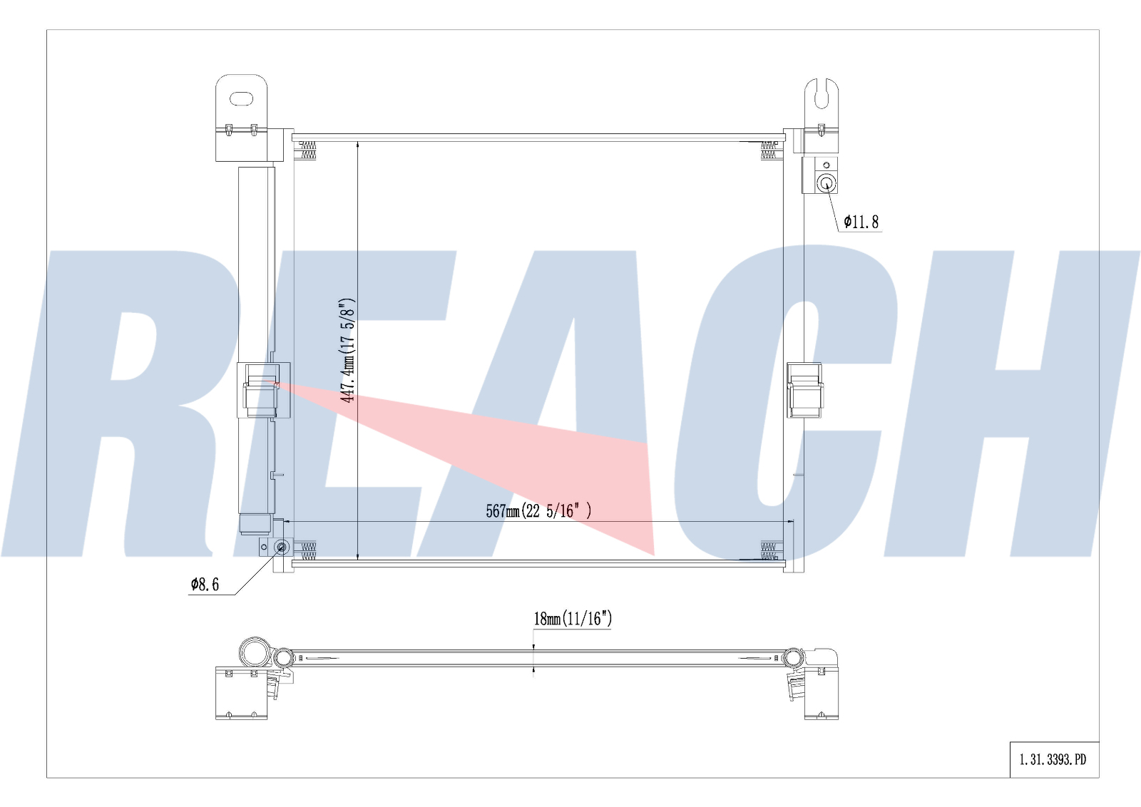 Reach 31-3393 A/C Condenser fits 2005-2012 Toyota Tacoma