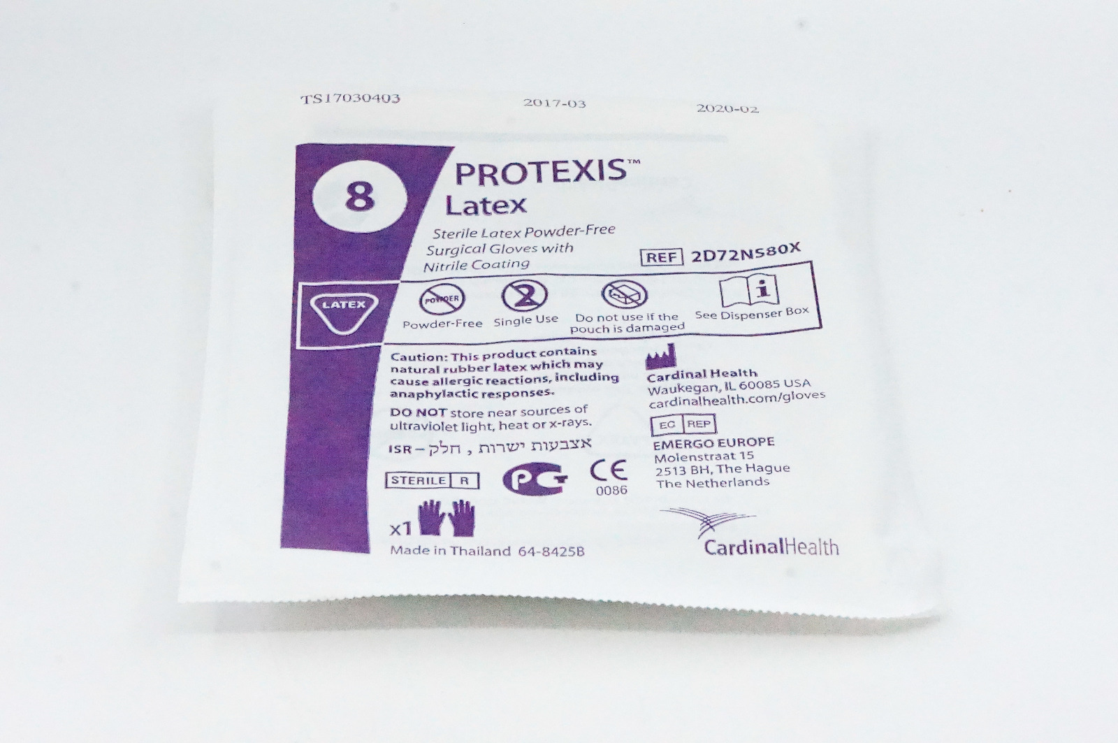 Cardinal Health 2D72NS80X PROTEXIS Sterile Surgical Gloves, Size 8