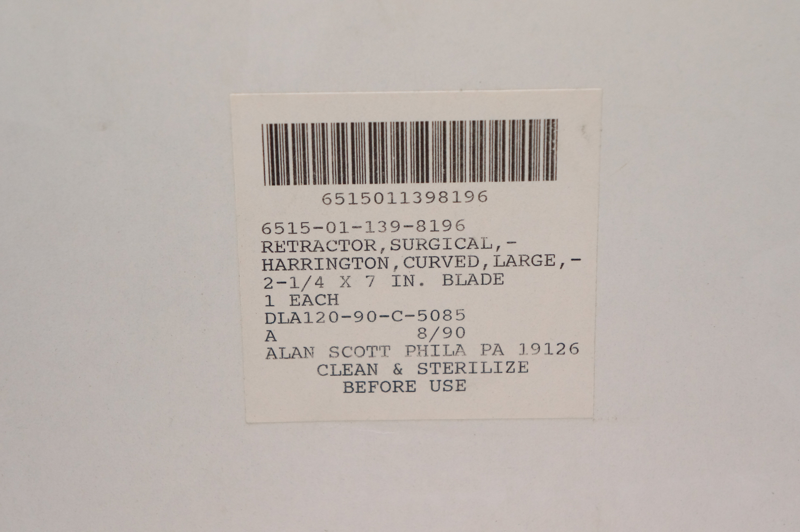 Alan Scott Retractor, Surgical Harrington, Large - 2-1/4 x 7inch Blade