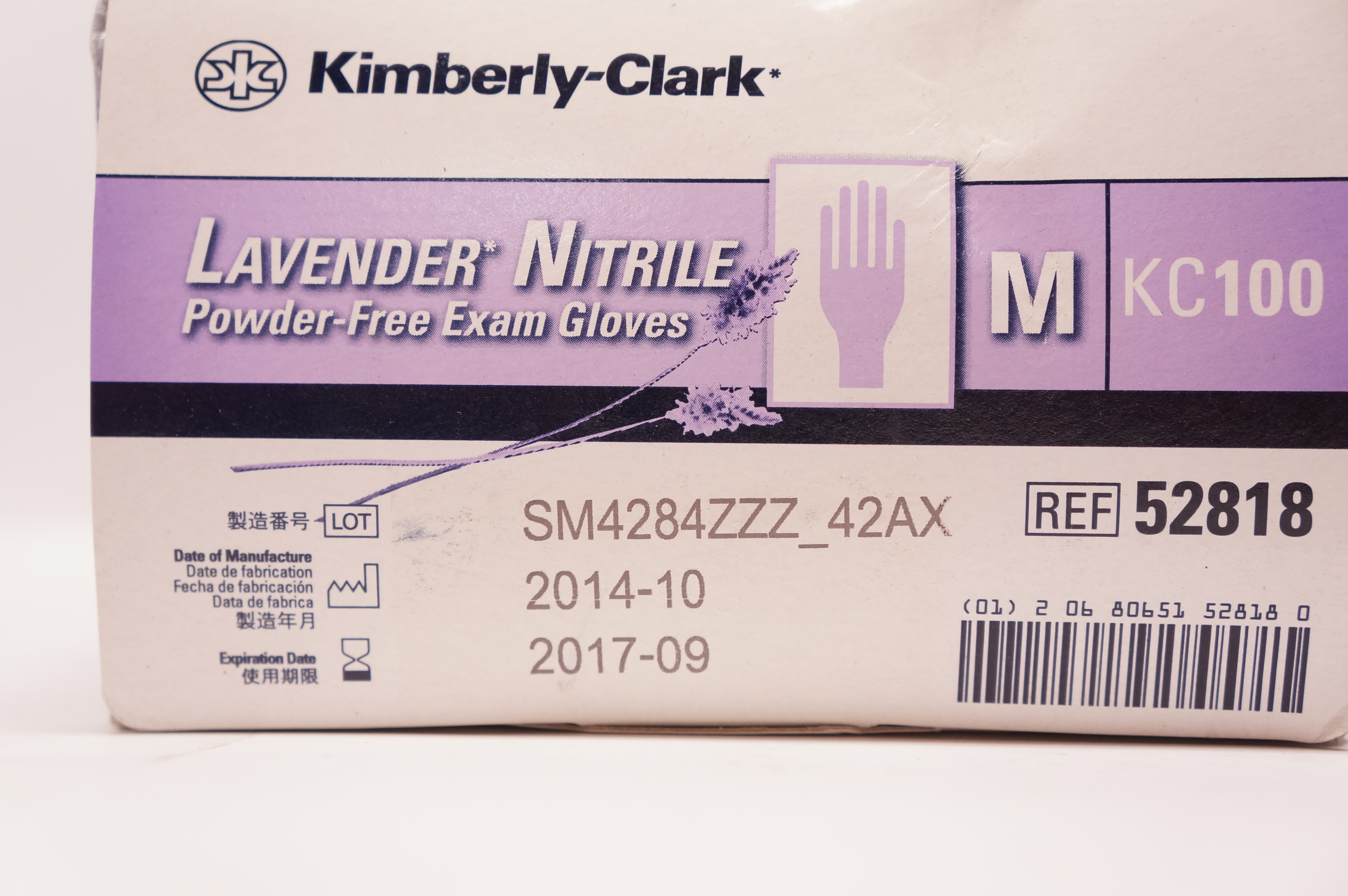 KimberlyClark 52818 Lavender Nitrile Exam Gloves, M (x) Box of 250