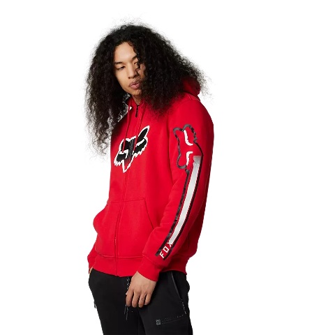 Fox Racing Vizen Sasquatch Fleece Flame Red Zip Men's Lined Hoodie