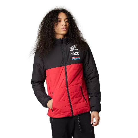 FOX RACING フード付きダウンジャケット　L ネイビー/レッド Honda Howell Hooded Puffy Jacket By Fox Racing Flame Red Men's