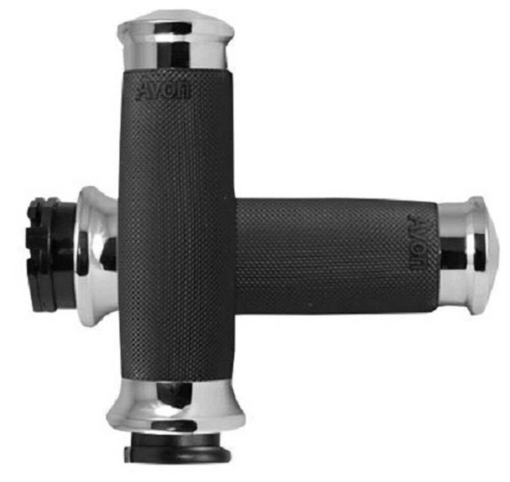 Avon CC-85-CH Custom Contour Chrome Grips w/Cable Throttle for 1984-up Harley