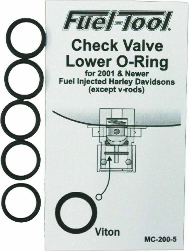 O-Ring Fuel Injector Check Valve Replacement for Harley-Davidson 2001+ 5 Pack