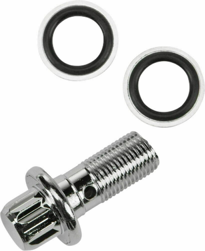 Chrome 12mm Banjo Bolt Kit For Front Single Disc Master Cylinders