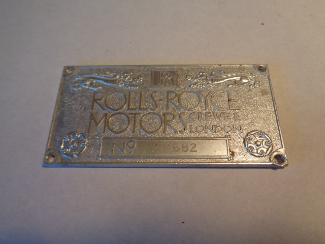 Rolls-Royce Crewe & London emblem, serial number plaque plate