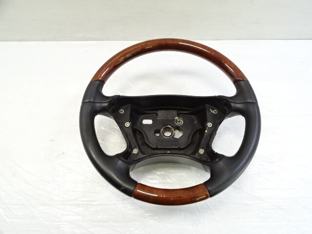 04 Mercedes R230 SL500 steering wheel, leather/wood, black