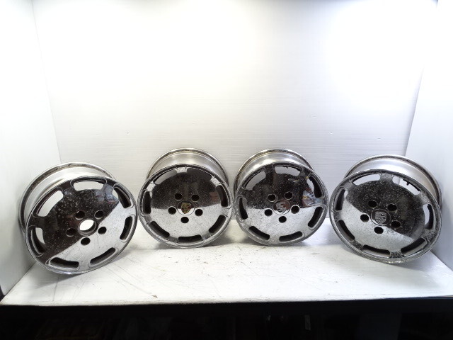 87 Porsche 928 S4 wheel set, 7x16 ET65 8x16 ET52.3 928362115 928362117 chrome