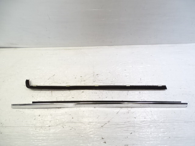 84 Mercedes R107 380SL trim, door chrome trim w/ window scraper seal, left