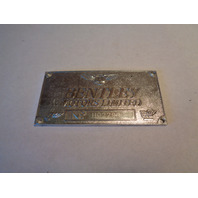 Bentley Motors Limited emblem, serial number plaque