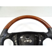 04 Mercedes R230 SL500 steering wheel, leather/wood, black
