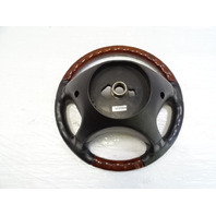 04 Mercedes R230 SL500 steering wheel, leather/wood, black