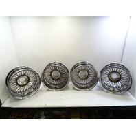 83 Mercedes R107 380SL wheels set, Dayton wire w/ adapters & caps / 16x7