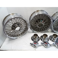83 Mercedes R107 380SL wheels set, Dayton wire w/ adapters & caps / 16x7