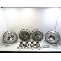 83 Mercedes R107 380SL wheels set, Dayton wire w/ adapters & caps / 16x7