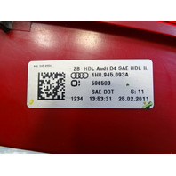 11 Audi A8 D4 Light Lamp, Taillight Brake Inner Left Rear 4H0945093A