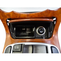 06 Mercedes R230 SL500 center console wood trim with ashtray, walnut veneer, 2306801836