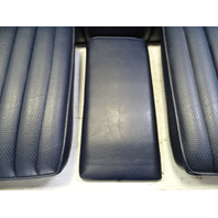 84 Mercedes R107 380SL seats, rear, blue w/seat belts