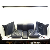 84 Mercedes R107 380SL seats, rear, blue w/seat belts