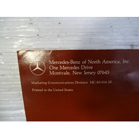 84 Mercedes R107 380SL operation & care tops manual 380SL