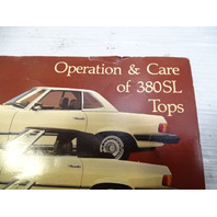 84 Mercedes R107 380SL operation & care tops manual 380SL