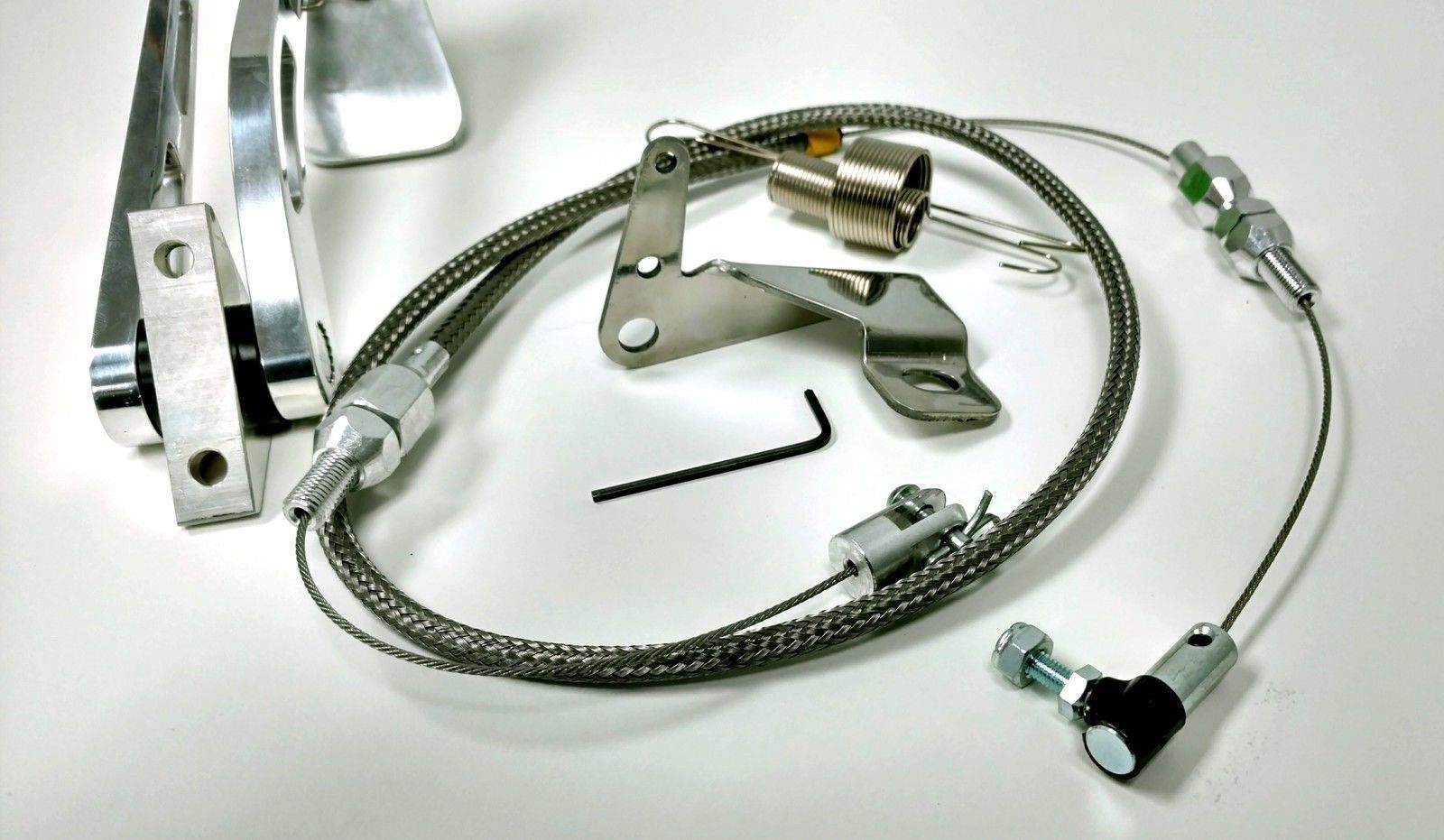 Aluminum Gas Pedal / 36" Stainless Braided Throttle Cable / Firewall Mount Kit Pirate Mfg