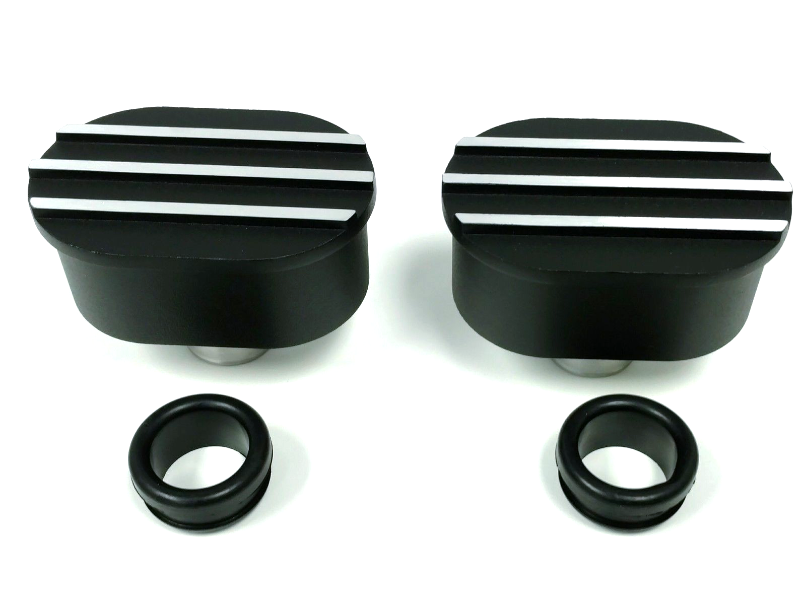 Hot Rod Black Oval w/ Silver Finns Valve Cover Breather Kit W/ Grommet