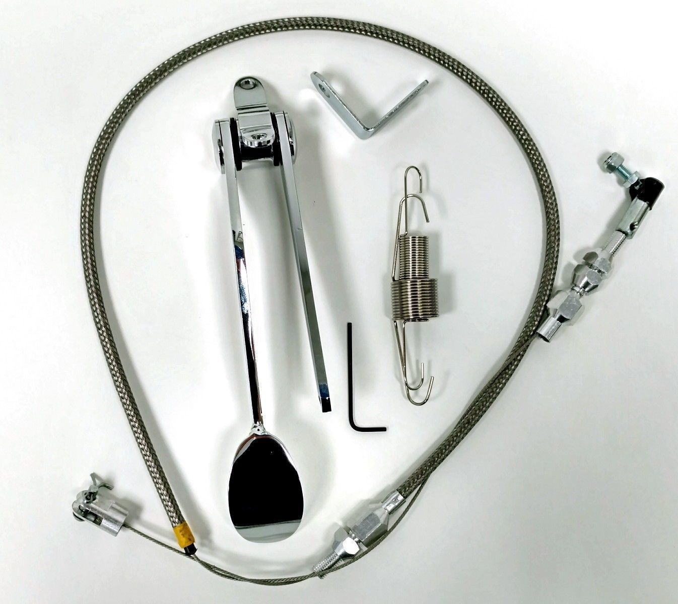 Hot Rod Chrome Spoon Throttle Pedal Kit W/ 24" SS Braided Cable, Return