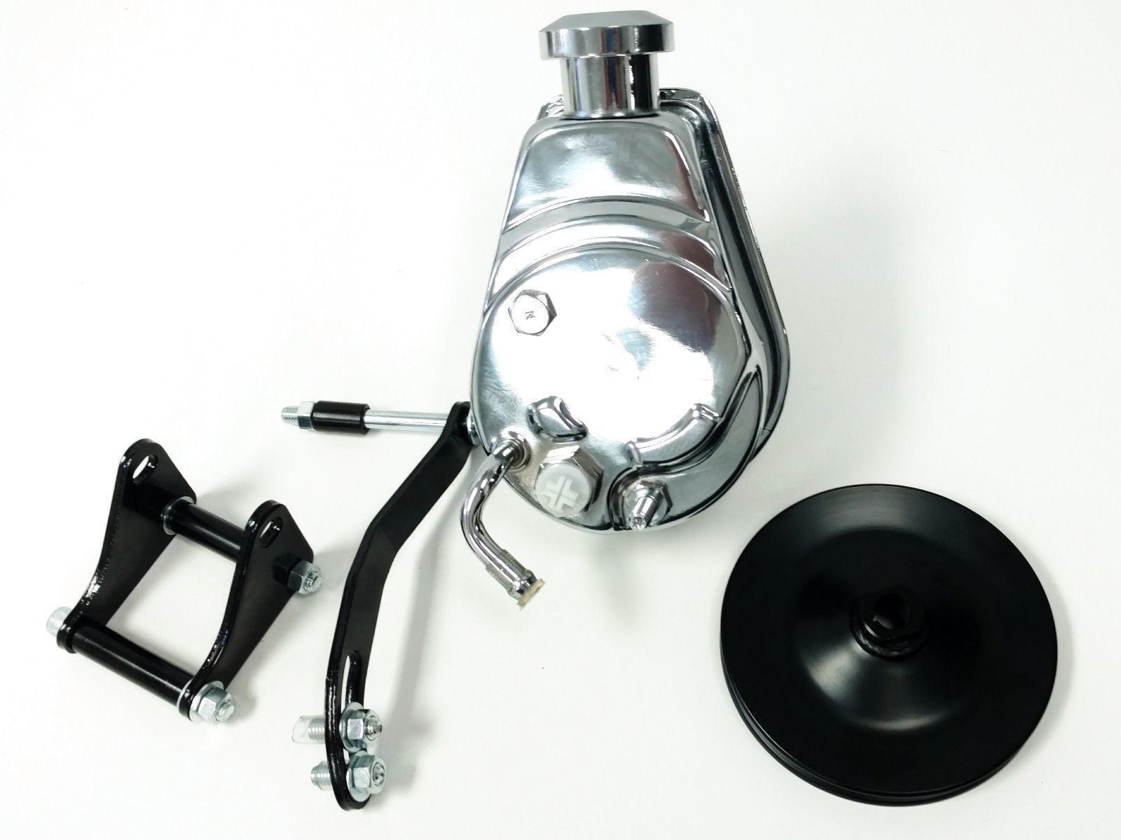 SBC Chevy SB Chrome Saginaw Power Steering Pump w/ Black ... jeep cj tail light wiring 