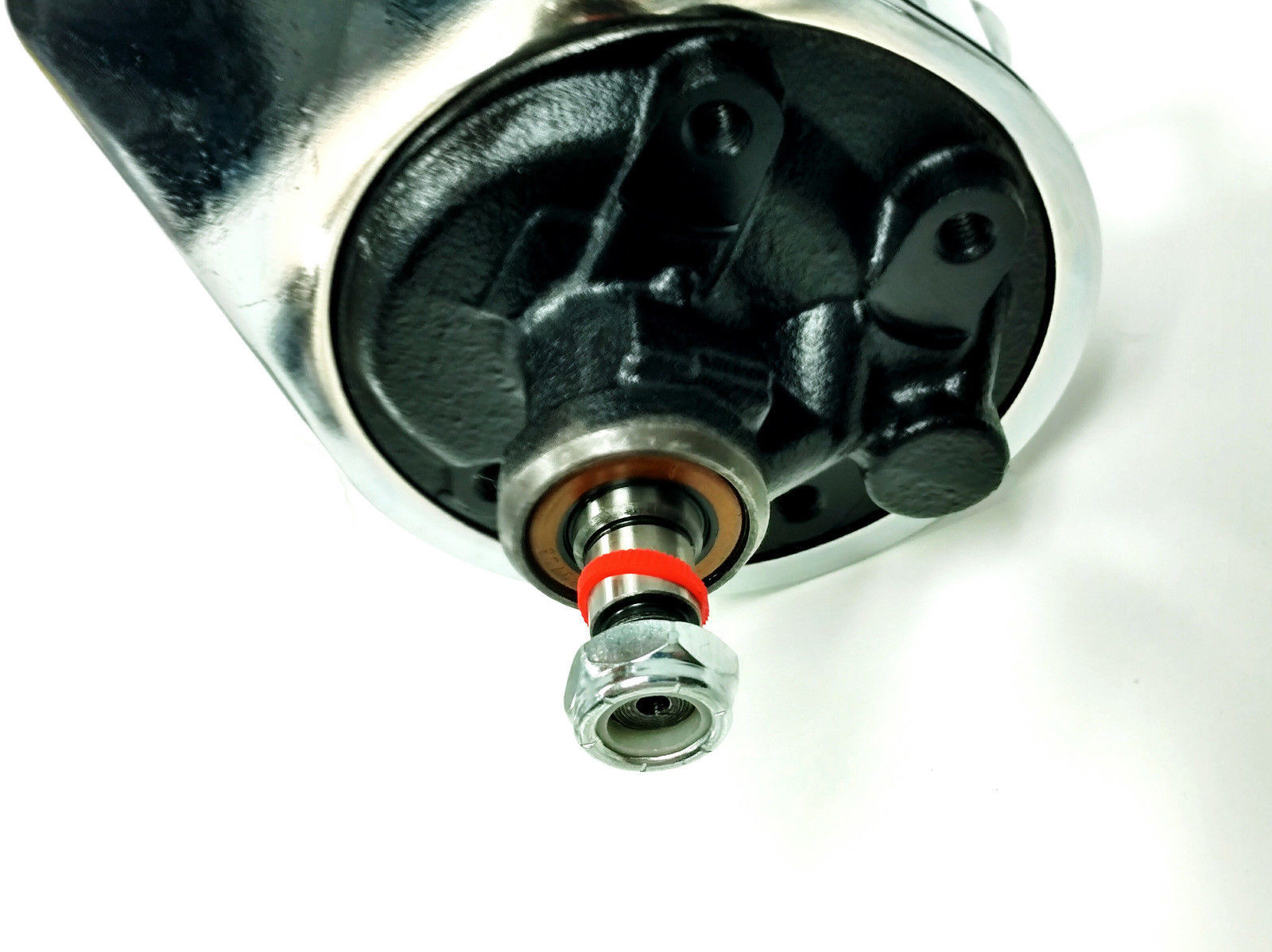 Power Steering Pump w/ Double Groove Pulley, Chrome Saginaw Style, Fits