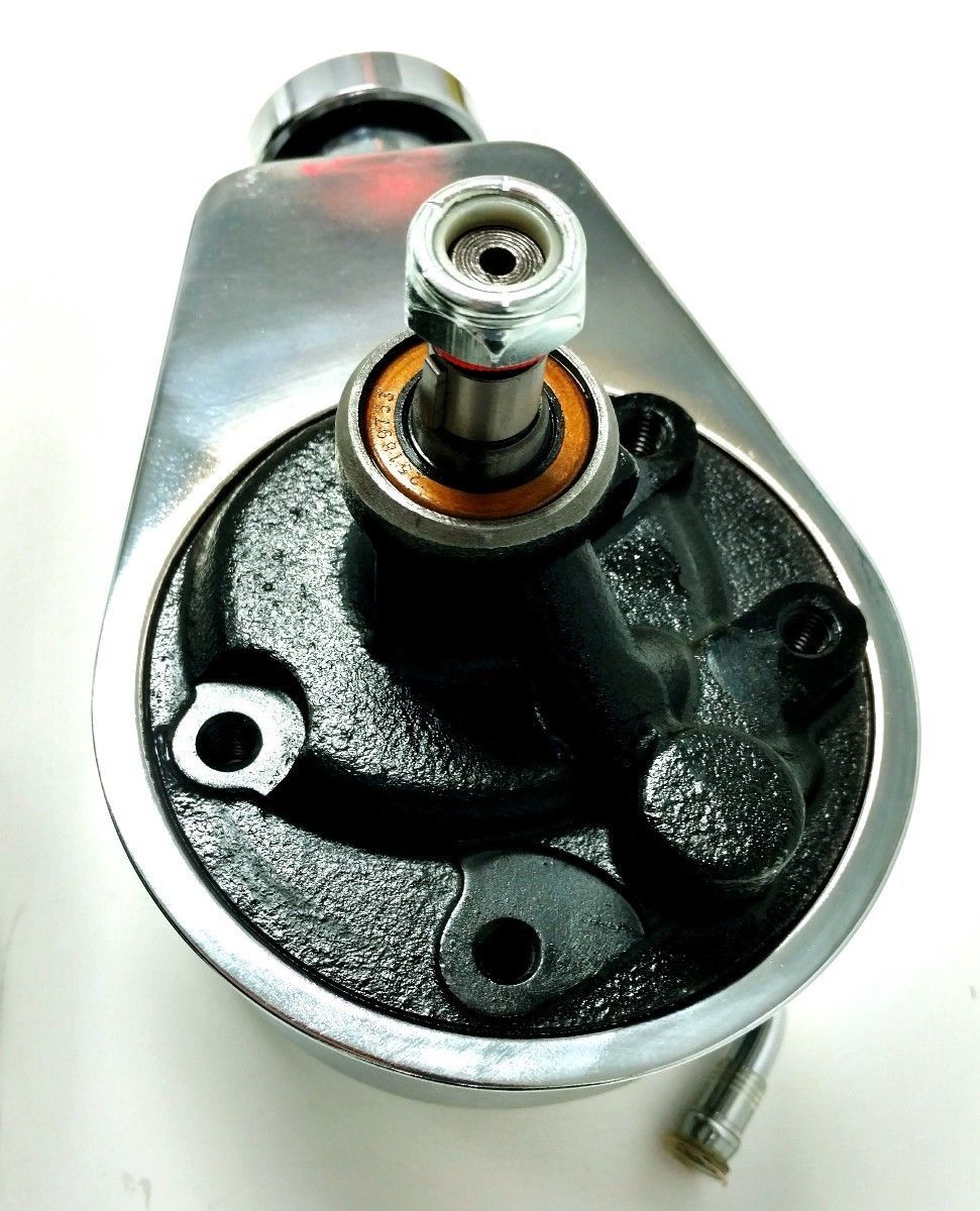Power Steering Pump w/ Double Groove Pulley, Chrome Saginaw Style, Fits